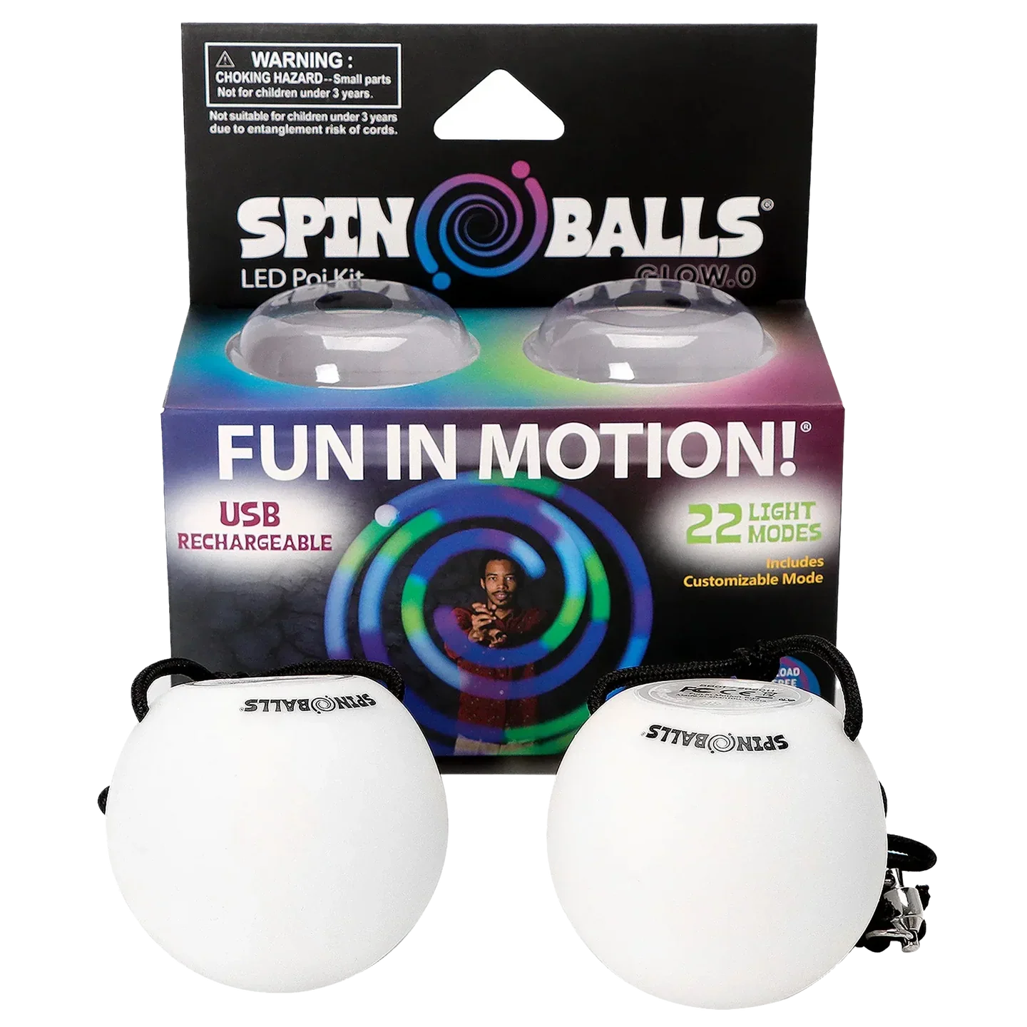 Spinballs Glow.0 LED Rechargeable Poi Set - Image 3